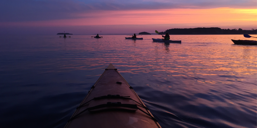 Kayaking on Lake Champlain at sunrise